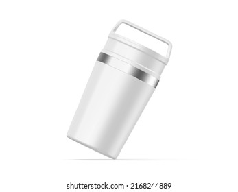 Matte Travel Mug Mockup, Blank Thermos Insulated Vacuum Mug For Branding And Promotion. 3d Render Illustration.