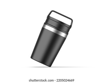 Matte Travel Mug Mockup, Blank Thermos Insulated Vacuum Mug For Branding And Promotion. 3d Render Illustration.