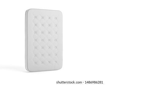 Mattress one single isolated on white background, copy space. 3d illustration. Comfort sleep, good dreams