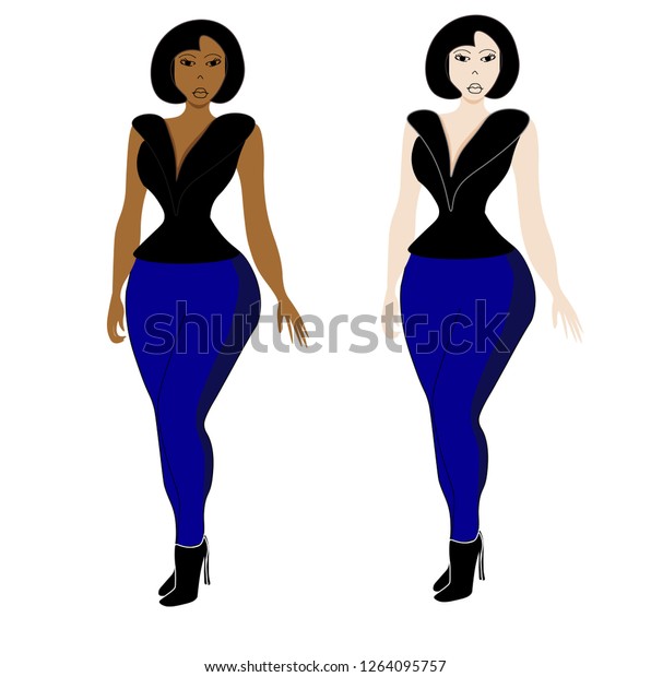 Mature curvy models Mature Curvy Woman White Taned Skin Stock Illustration 1264095757