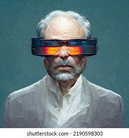 mature man with VR glasses, digital illustration - Powered by Shutterstock