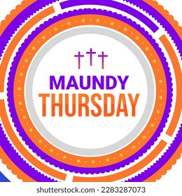 Maundy Thursday wallpaper in orange and purple color with shapes and typography - Powered by Shutterstock