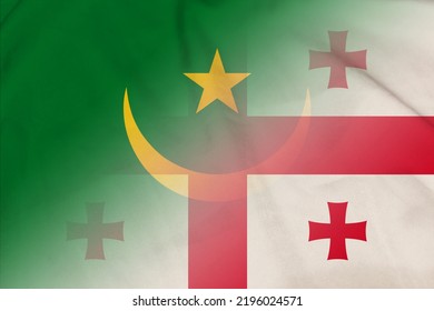 Mauritania And Georgia National Flag Transborder Relations GEO MRT Banner Country Georgia Mauritania Patriotism. 3d Image