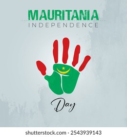 Mauritania Independence day Hand with Flag Colorful design - Powered by Shutterstock