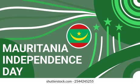 Mauritania Independence Day patriotic geometric banner design with green color pallet, flag and typography  - Powered by Shutterstock