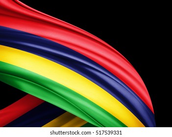 Mauritius flag of silk with copyspace for your text or images and black  background -3D illustration - Shutterstock ID 517539331