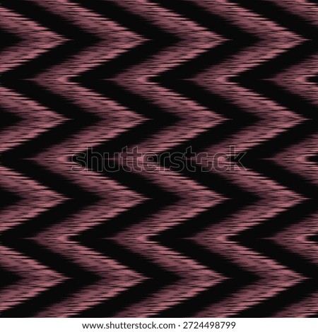 Mauve and Black Zigzag Hand-Drawn Pattern