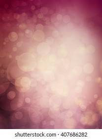 Mauve And Burgundy Pink With Violet Purple Wine Colors In Bokeh Blurred Background, Elegant Luxury Background With Floating Bubbles Or Round Circle Shapes Shining In The Sunset Sky Light