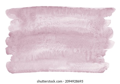 Mauve, Pale Purple Watercolor Rectangle Artistic Background, Text Frame Template. Brush Stroke, Smudge, Smear Watercolour Shape With Stains. Painted Hand Drawn Uneven Edge Texture, Design Element