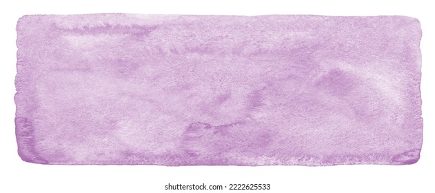 Mauve, Pale Purple Watercolor Stains Elongated, Long Background With Artistic Edge. Light, Pastel Color Watercolour Texture, Text Frame. Abstract Hand Drawn Textured Painted Banner Template.