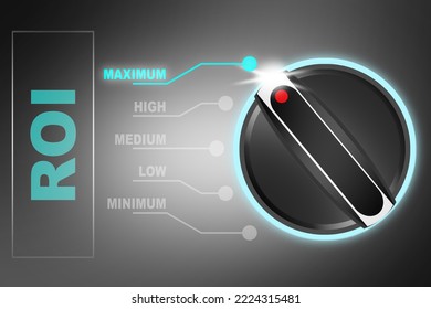 Maximum level of ROI concept with knob, 3d rendering