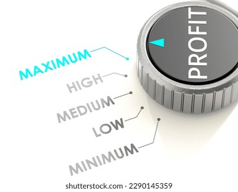 Maximum profit with silver knob, 3D rendering