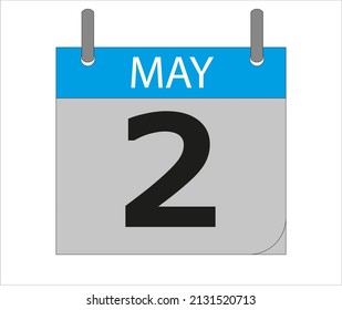 May 2st. Calendar Icon. Month, Date, Year, Holidays, Week And Weekend.