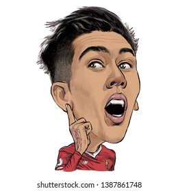 May 4, 2019 Caricature Of Roberto Firmino Barbosa De Oliveira An Professional Footballer.