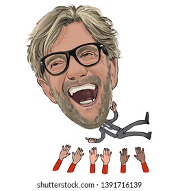 May 8, 2019 Caricature Of Jurgen Klopp An Football Managers Portrait Drawing Illustration.