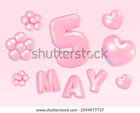 may, baloon, pink, 3d, object