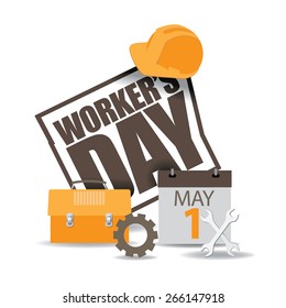 May First Workers Day Icon EPS 10 Vector Royalty Free Stock Illustration For Greeting Card, Ad, Promotion, Poster, Flier, Blog, Article, Social Media, Marketing