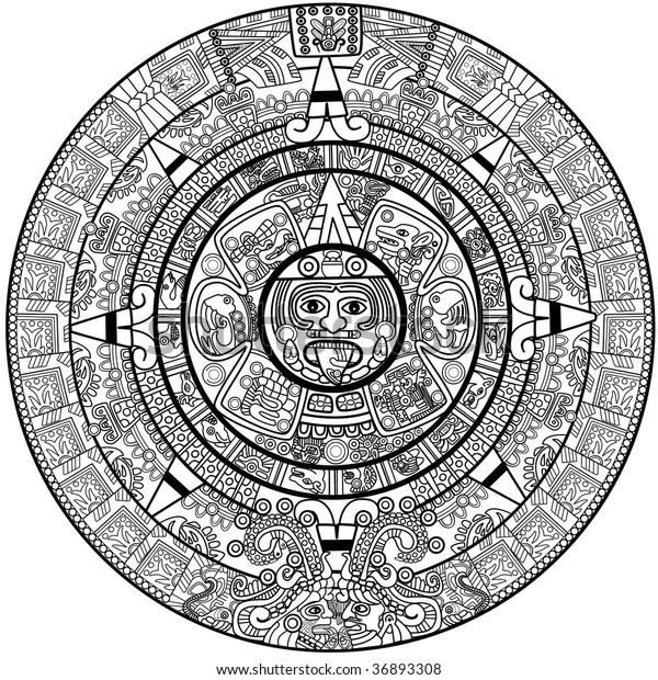 Maya Calendar Illustration Over White Stock Illustration