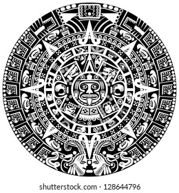 Mayan calendar on white background. Raster version of vector