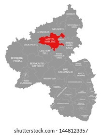 Mayen Koblenz Red Highlighted In Map Of Rhineland Palatinate DE