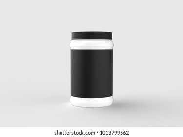 Mayonnaise jar mock up with black label isolated on soft gray background. 3D illustrating - Shutterstock ID 1013799562