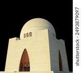 Mazar e quaid monument background Karachi Pakistan. 3d illustration