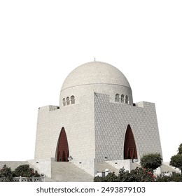 Mazar e quaid monument background Karachi Pakistan. 3d illustration