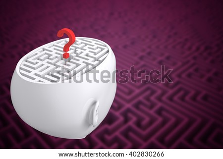 Maze as brain with question mark against difficult maze puzzle