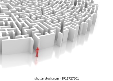 Maze Concept, Challenge And Human Choices Theme. Original 3d Rendering