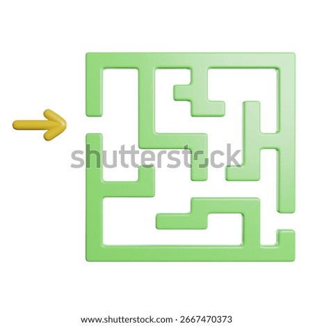 Maze Puzzle Labyrinth 3D Rendering Icon Illustration