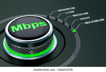 Mbps knob, max level of internet speed. 3D rendering