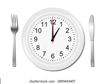 Meal Plate At 1 P.m. On A White Background 