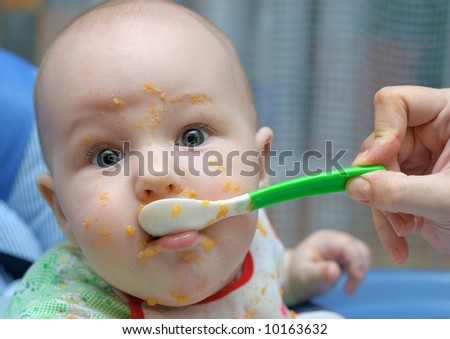 Similar – Image, Stock Photo Hit rate. Baby Puree