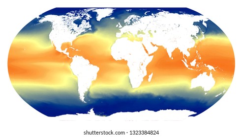 Mean Annual Sea Surface Temperature 2003-2007 (3D Illustration)