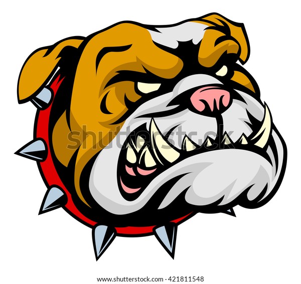 Mean Looking Cartoon Bulldog Dog Spiked のイラスト素材