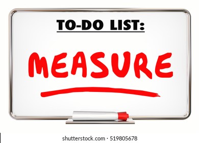 Measure. To Do List. Evaluate. Analyze. Dry Erase Board 3d Illustration