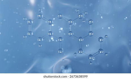 mebroqualone molecular structure, 3d model molecule, sedative hypnotic structural chemical formula view from a microscope