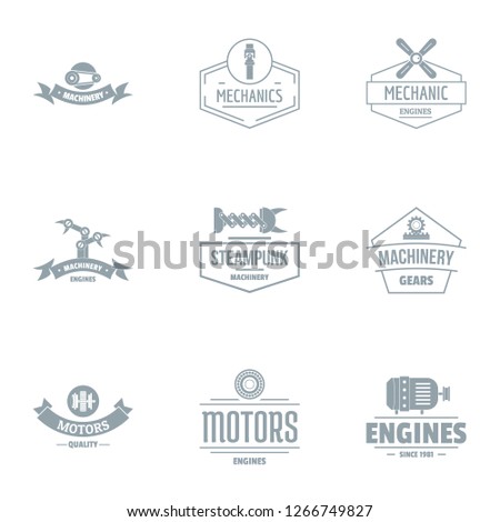 Mech logo set. Simple set of 9 mech logo for web isolated on white background