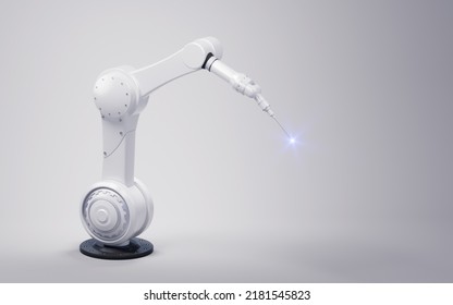 Mechanical Arm With White Background, 3d Rendering. Computer Digital Drawing.