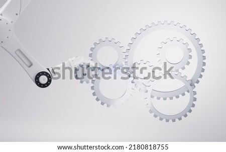 Mechanical arm with white background, 3d rendering. Computer digital drawing.