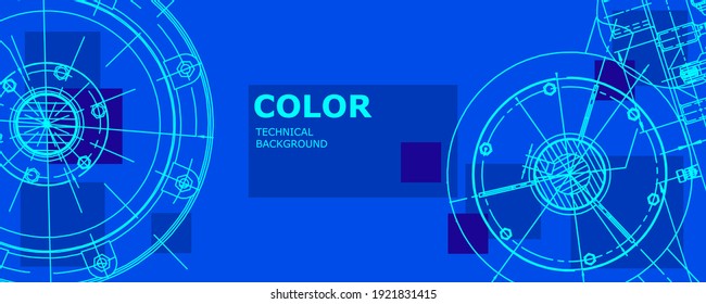 Mechanical engineering drawing. Abstract drawing. Engineering technological wallpaper