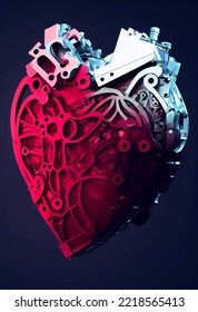 Mechanical Heart Engine Block Car Engine Heart Icon Illustration