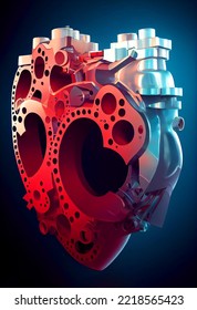 Mechanical Heart Engine Block Car Engine Heart Icon Illustration