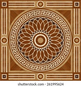 Medallion Design Parquet Floor, Wooden Seamless Texture For 3D Interior