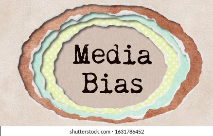 Media Bias - Typewritten Word In Ragged Paper Hole Background - Perceived Bias Of Journalists - Concept Tattered Illustration
