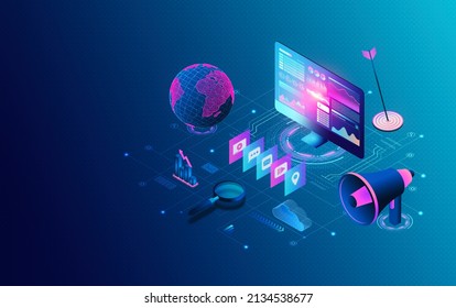 Media Buying Platform and Programmatic Marketing Concept - New Tools and Solutions to Automatically Buy and Optimize Digital Marketing Campaigns - 3D Illustration - Powered by Shutterstock - Get 15% off with code: PIKWIZARD15