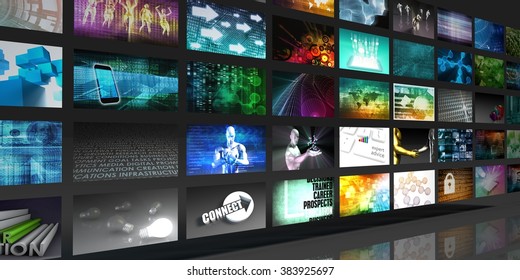 Media Technologies Concept As A Video Wall Background