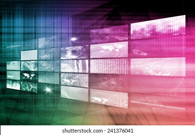 Media Telecommunications Concept With Video Wall Art