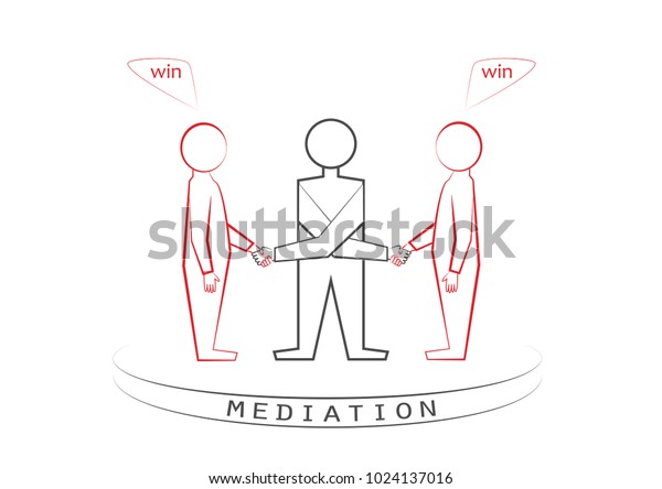 白い背景に調停者と2人の人が手を振り 勝者 勝者の原則 勝者 勝者 のイラスト素材 1024137016