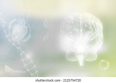 Medical 3D Illustration - Human Brain, Alzheimer Research Concept - Detailed Modern Texture